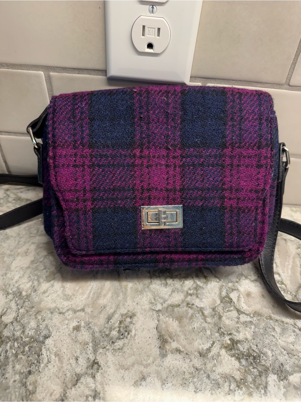 Harris Tweed crossbody shoulder bag by Glen Appin of Scotland Purple